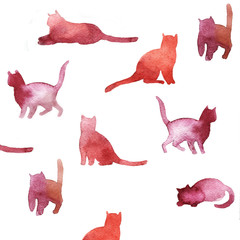 watercolor zodiac symbols red cat