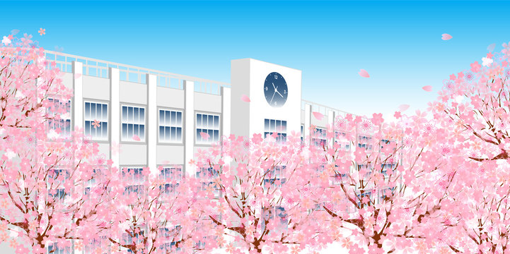 桜　学校　春　背景