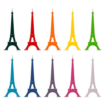 Eiffel tower vector illustration icons set