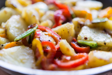 Asian cuisine healthy organic vegetable food fried in pan