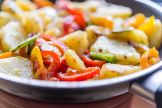 Asian cuisine healthy organic vegetable food fried in pan