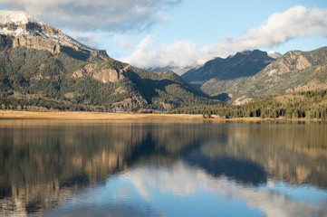 mountain peak and the lake
