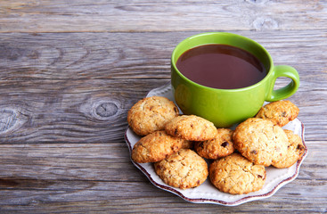 Oatmeal cookies tasty breakfast, cereal in spoon