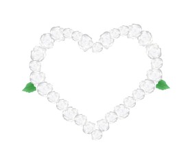 White Glory Bower Flowers in Heart Shape