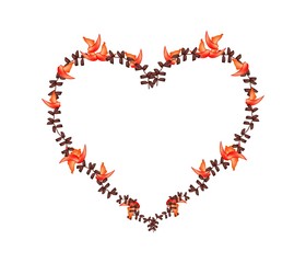 Red Bastard Teak Flowers in A Heart Shape