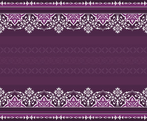 Decorative seamless white border on dark violet.
