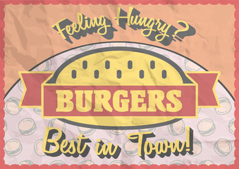 Vintage burger poster, brochure or flyer design