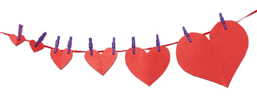 Hung red paper hearts letterbox
