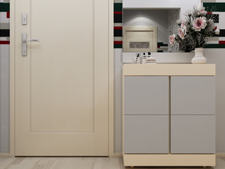 3D illustration of a hall in white color