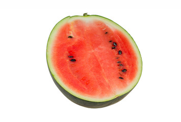 the half a watermelon red on white background