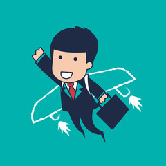 cartoon businessman flying