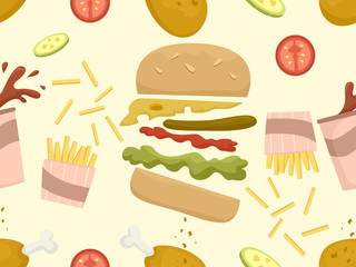 Fast Food Selection Seamless