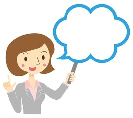 吹き出しを持った女性