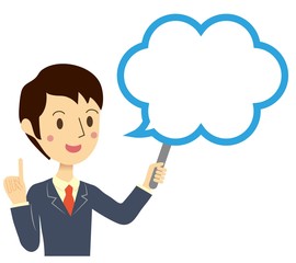 吹き出しを持ったビジネスマン
