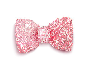 Sparkling pink glitter decorated bow for a baby girl