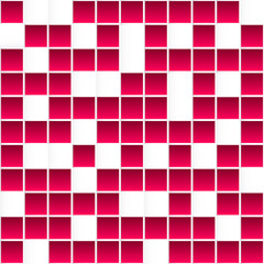 Seamless white and red square pattern, abstract 3d vector backgr