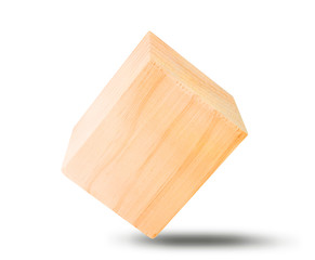 wooden cubic block isolated on white