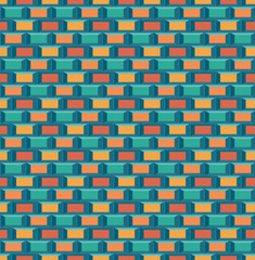 Old school 8 bit brick arcade game style background (seamless ve