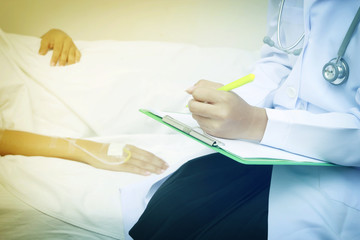 patient lying in a hospital bed