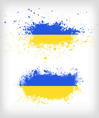 Grunge Ukrainian ink splattered flag vectors