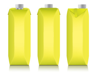 Yellow Carton Package Template for juice or dairy product : Vector Illustration
