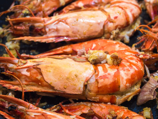 Tiger prawns grilled with butter and chilli