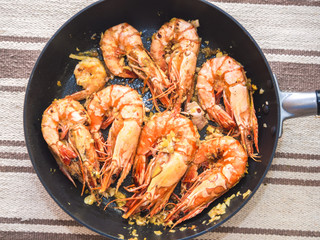 Delicious sea food of grilled prawn