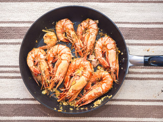 Delicious sea food of grilled prawn