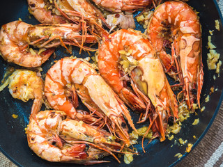 Delicious sea food of grilled prawn