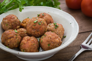 Fried meatballs on plate