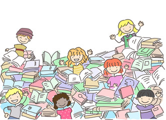 Stickman Happy Kids Book Pile