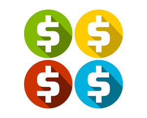 Obraz premium Dollar Sign Circle Flat Icons