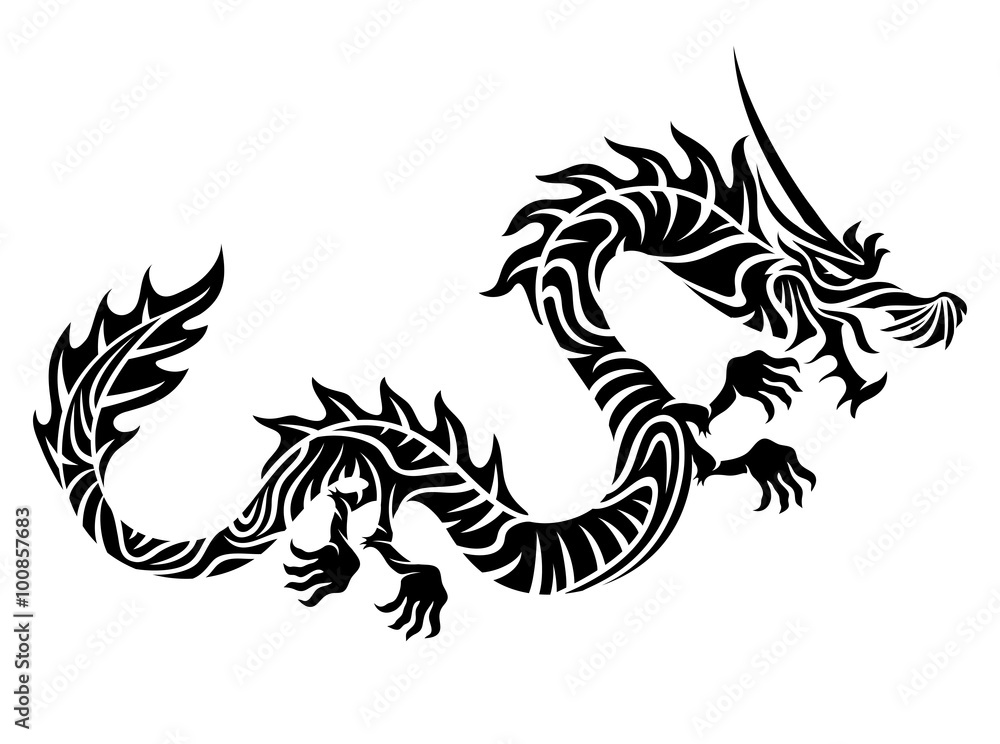 Poster the sign of the dragon on a white background.