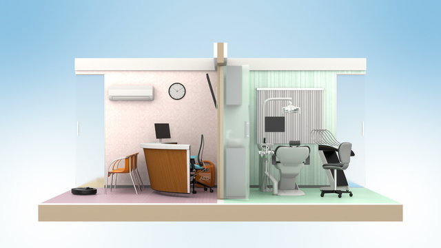 Looping animation of dental clinic interior