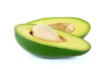 Green avocado isolated on the white background