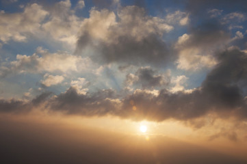 Sunrise with sun flare