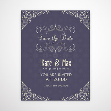 Wedding Invitation Card with floral decoration.