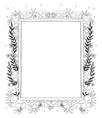 Flora frame pencil freehand sketch