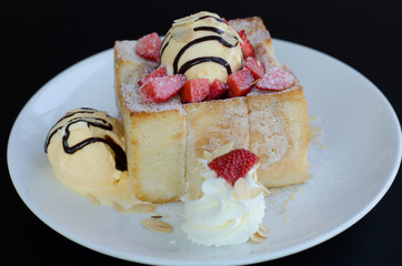Strawberry Chocolate Toast with Ice Cream