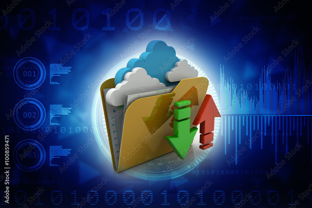 Poster 3d rendering cloud folder network