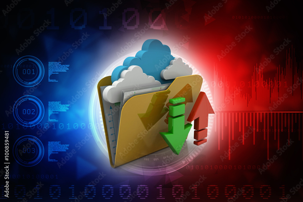 Poster 3d rendering cloud folder network