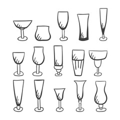 Set of doodle vector stemware-2