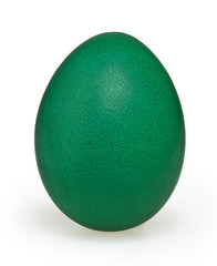 Green easter egg isolated on white background with clipping path