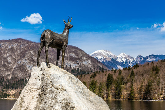 Chamois Statue,Bohinj Lake,Mountain Range-Slovenia