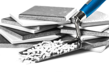 ceramic tiles and tools closeup