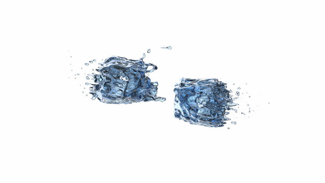 Water splash 3D UHD animation with alpha mask 