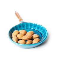 Almonds in a blue bowl