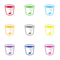 Effervescent tablet with cup icon