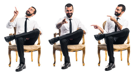 Businessman pointing to the front