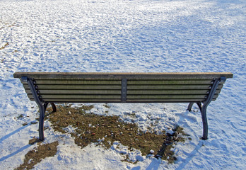 Park bench and a lot of snow